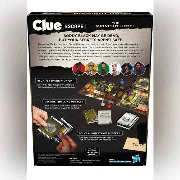 Hasbro Gaming | Clue Escape: The Midnight Hotel | Ages 10+ -  BNIB ♟️🔧🌭 - Picture 3 of 9